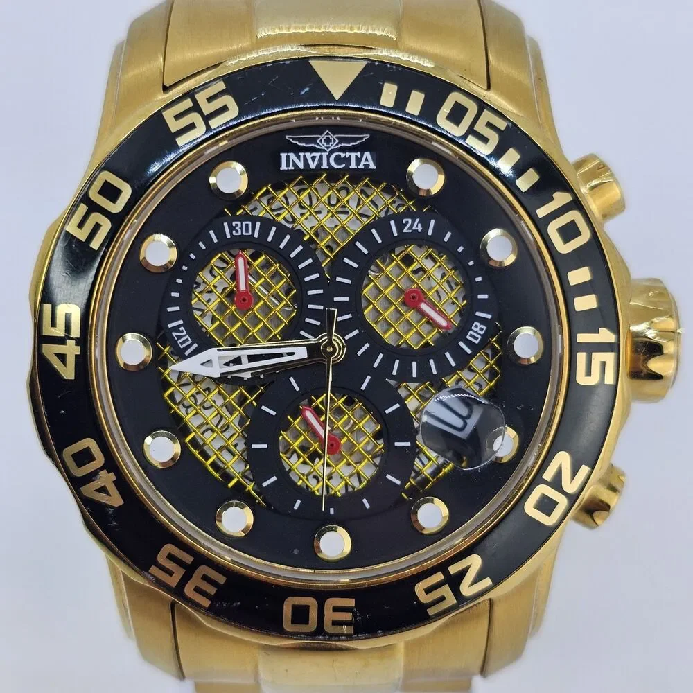 Invicta‎ 19837 Men Watch Pro Diver Chronograph Gold Dial Bracelet 6